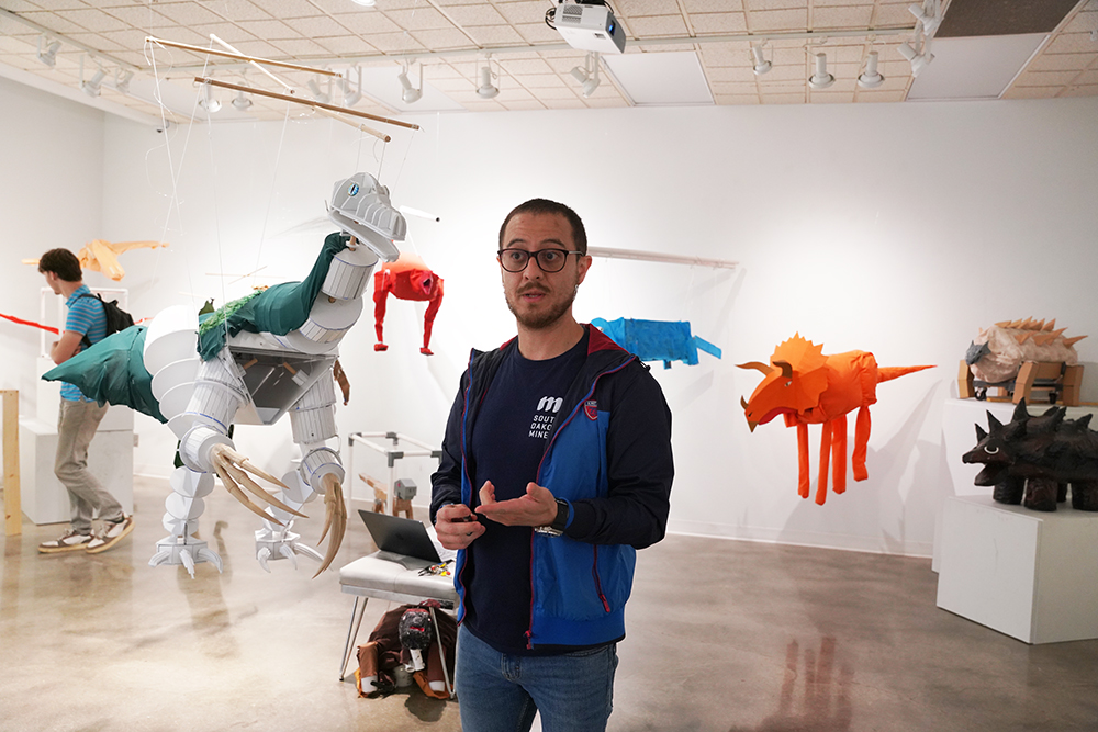 Art Exhibit Features Giant Dinosaur Marionettes Designed by Mines Mechanical Engineering Students 